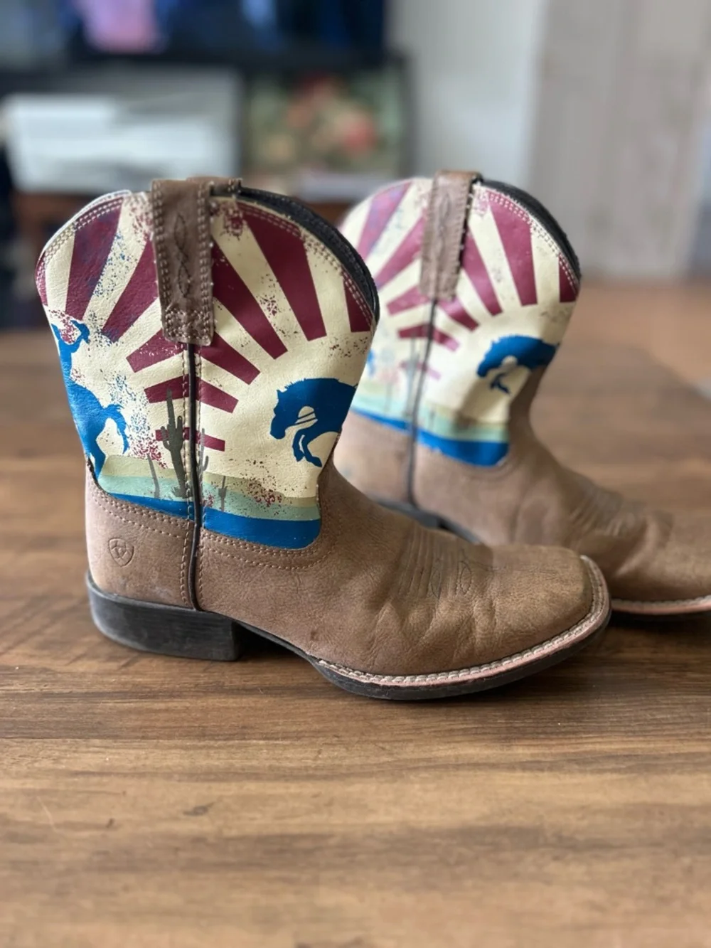 Ariat Brown and Black Leather Work Boot Interior View